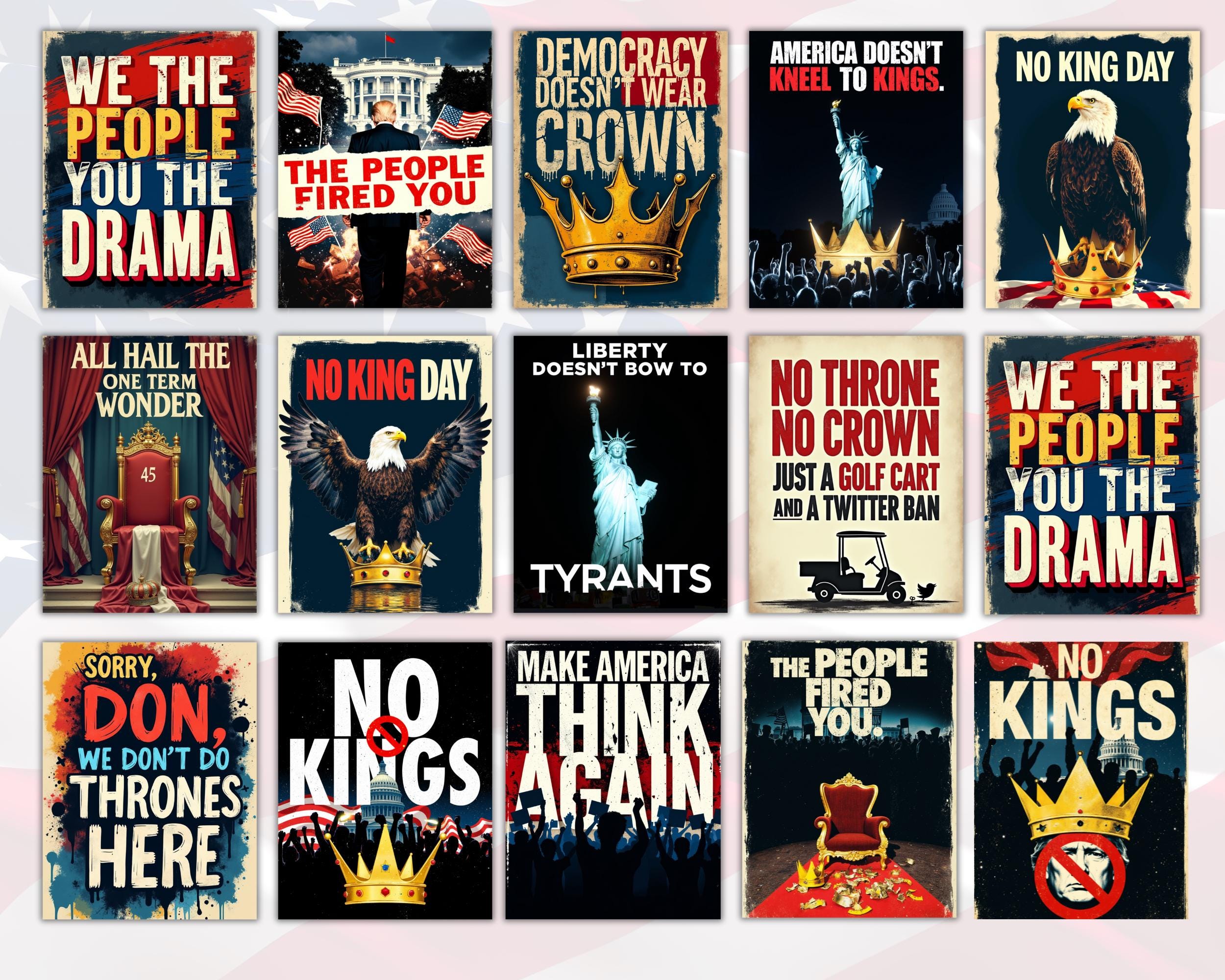 70 No Kings Day Printable Protest Signs, Political Poster Bundle ...
