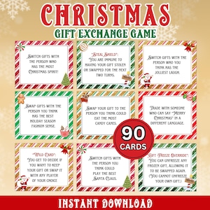 Christmas Gift Exchange Game, Printable Christmas Game, White Elephant Gift Exchange Cards, Christmas Family Game, Christmas Party Game