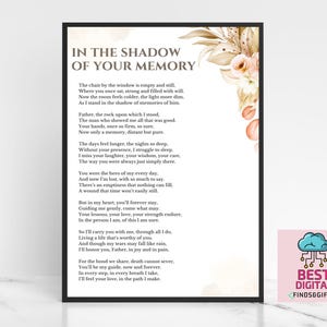 L'ombre de votre mémoire, poème funéraire de votre mère, poème de chagrin et de chagrin, impression sur le deuil, en mémoire d'un cadeau, guérison des pertes, programme d'enterrements, perte