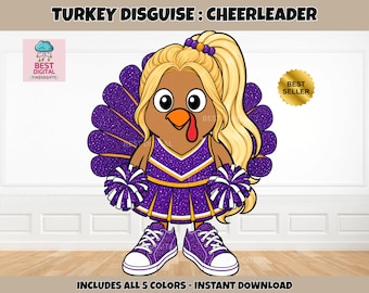 Turkey Disguise Printable Craft Kit, Cheerleader Turkey in Disguise Project, Turkey in Football Disguise Worksheet, Thanksgiving Craft