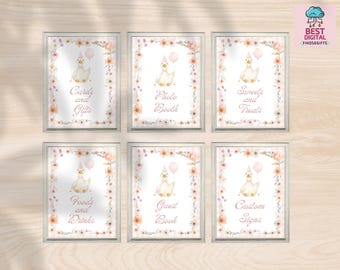 One Silly Goose Birthday Signs, Printable One Silly Goose Signs, Editable Silly Goose Birthday Party Decor silly goose custom signs G1