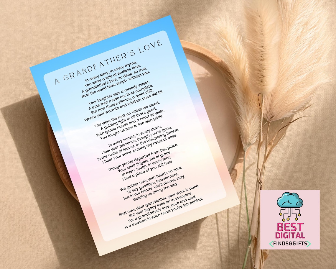 Grandfathers Love, Funeral Poem, Grief and Sorrow Poem, Bereavement