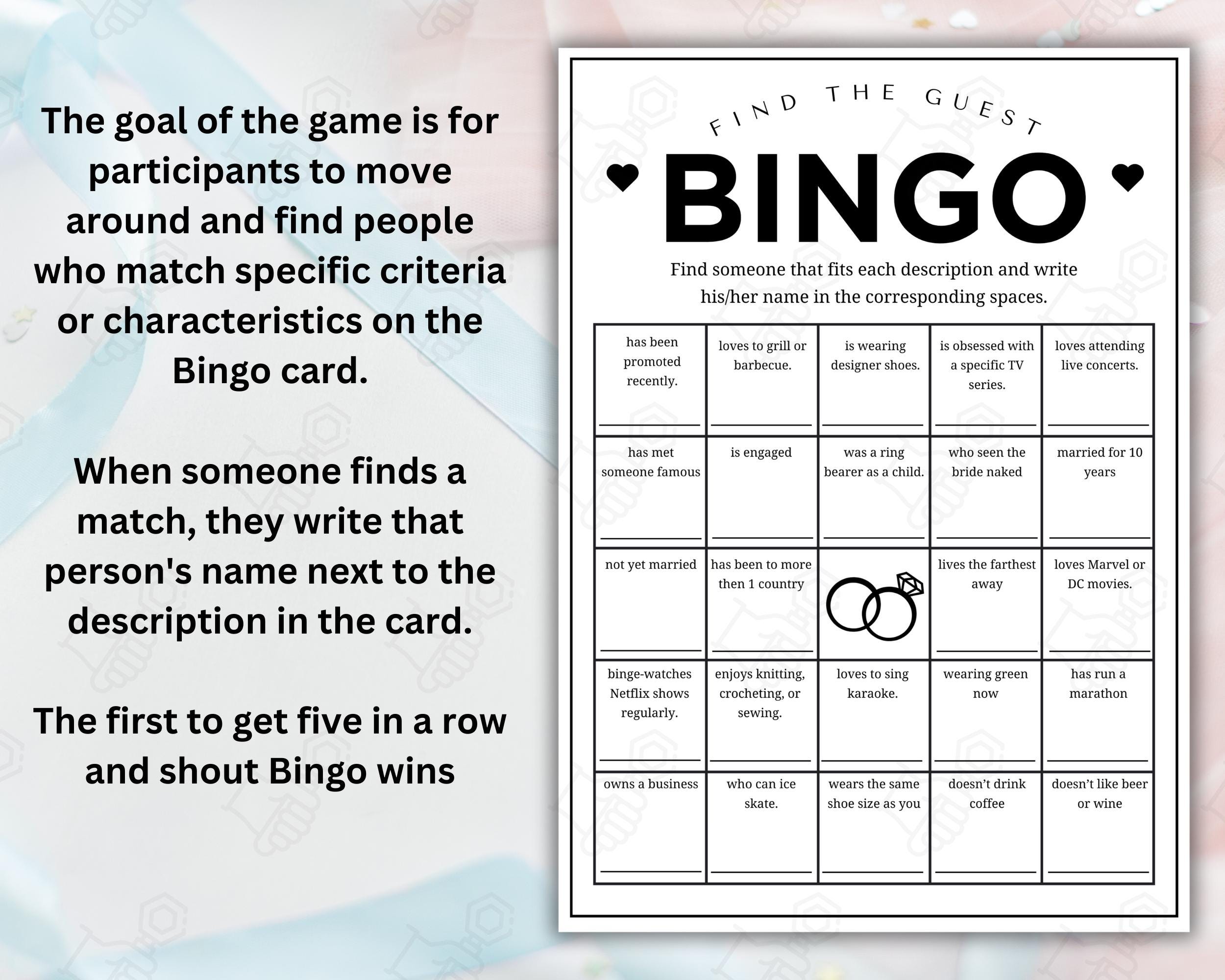 Get to Know You Bingo, Find Someone Who Bingo, Find the Guest Bingo ...