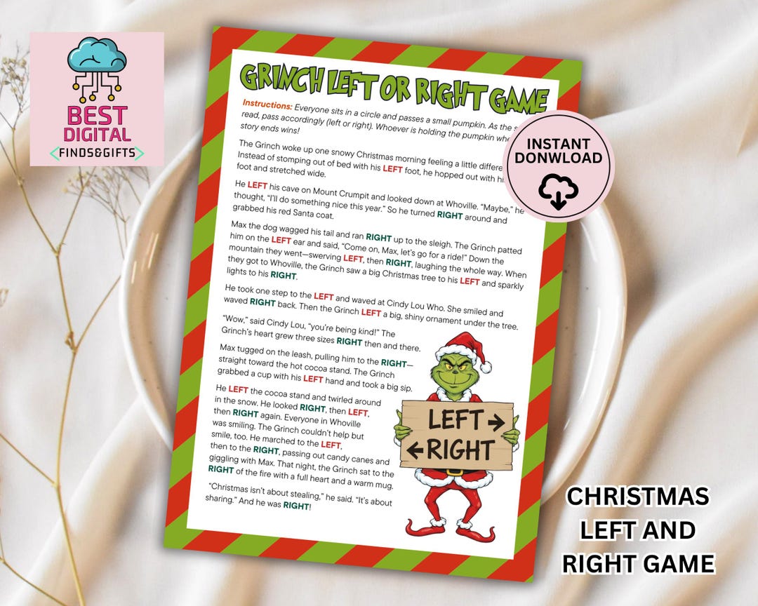 Grinch Left Right Christmas Game | Christmas Pass the Prize | Right ...