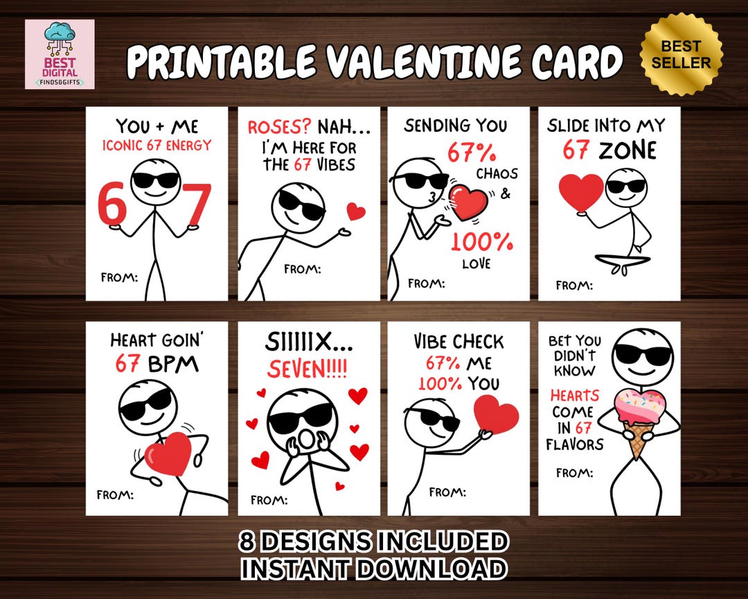 67 Valentine Cards for Kids, 67 Slang Funny Classroom Valentines, Six ...