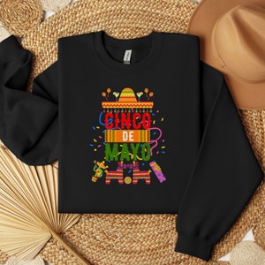 Mexican Fiesta Sombrero and Donkeys Cinco De Mayo Sweatshirt, Colorful Graphic shirt for Cinco De Mayo Celebration, Fun Cinco De Mayo Shirt,