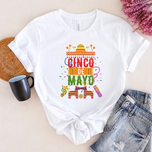 T-shirt unisexe Fiesta mexicaine sombrero et ânes Cinco de Mayo, t-shirt graphique coloré pour la célébration du Cinco de Mayo, chemise amusante Cinco de Mayo,