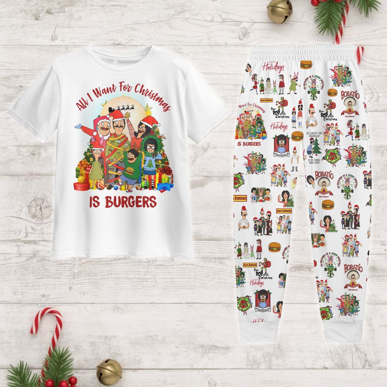 Discover Christmas Bobs Burgers Pajamas Set, Belcher Family Xmas Pajamas, Bob Belcher Holiday Pajamas, Disney Movie Pajamas Pants, Xmas Gift