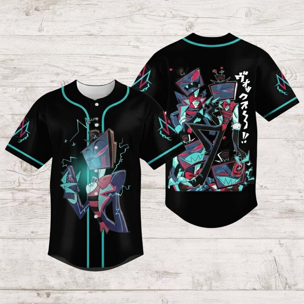 Discover Vox Hazbin Baseball Jersey, Hazbin Hotel Jersey Shirt, Anime Series Jersey, Lucifer Shirt, Alastor Charlie Morningstar Shirt, Gift For