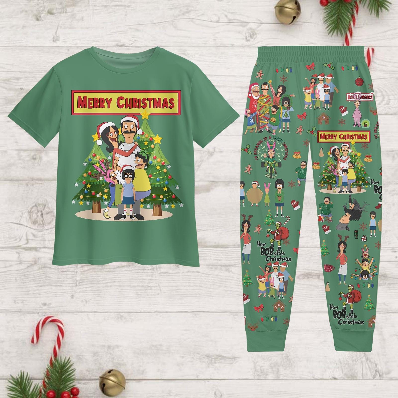 Discover Christmas Bob's Burgers Pajamas, Belcher Family Xmas Pajamas, Bob Belcher Holiday Pajamas, Disney Pajamas Pants, Merry Christmas Shirt