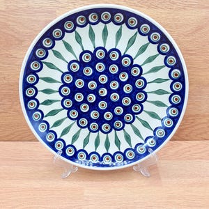 Boleslawiec Polish Pottery 10” Dinner Plate Peacock Eye Hand Made Poland #506