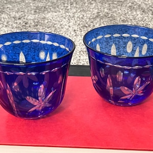 Juego de 2 copas de helado o natillas de cristal transparente recortadas de estilo bohemio vintage