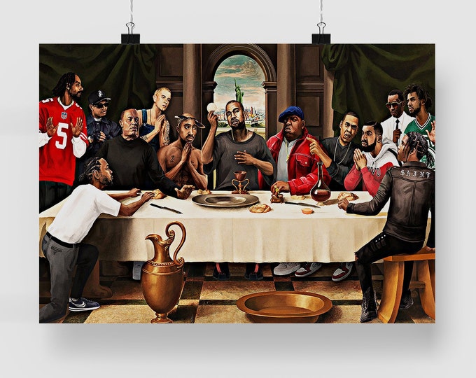 Last Supper Best Rappers of the History Wall Decor, Hip-Hop Canvas Wall Art, Legend Rappers Print, Hip Hop Best Rappers Poster, Rap Canvas