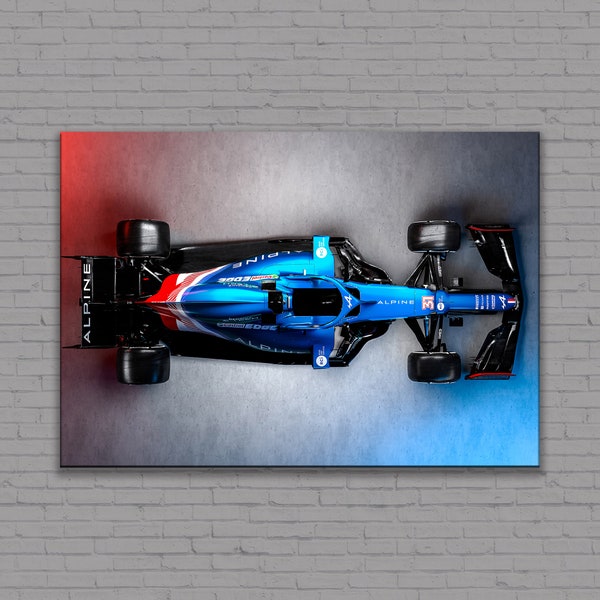 Toile Formula Alpine Renault F1 Team, affiche Alpine A521, toile de décoration murale, oeuvre d'art murale alpine, légende Formule 1, Alpine Team, prête à accrocher