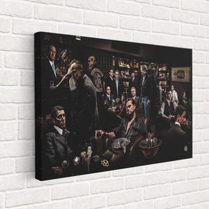 Lienzo de gánsteres famosos, póster de actores famosos de Hollywood, lienzo enmarcado de gánsteres, póster de leyendas del cine, arte de lujo, listo para colgar