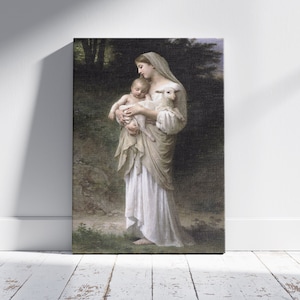 Unschuld Jungfrau Maria Baby Jesus Lamm Leinwand, Maria Wandkunst, Jungfrau Poster, gerahmte Kunst, Wohnkultur, fertig zum Aufhängen