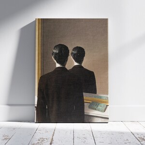 Lienzo decorativo para pared de René Magritte que no se puede reproducir, póster de René Magritte, decoración de pared de René Magritte, impresión de artista famoso, impresión de hombre en el espejo