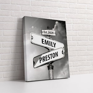 Placa de rua vintage com nome personalizado, tela para presente, placa de cruzamento com nome personalizado, melhor presente para casal, tela ou pôster, tapeçarias de parede.