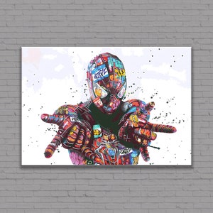 Spider Man Graffiti Print, Spider Man Leinwand, Spider Man gerollte Leinwand, Spiderman Wandkunst Geschenk, dekoratives Gemälde, fertig zum Aufhängen
