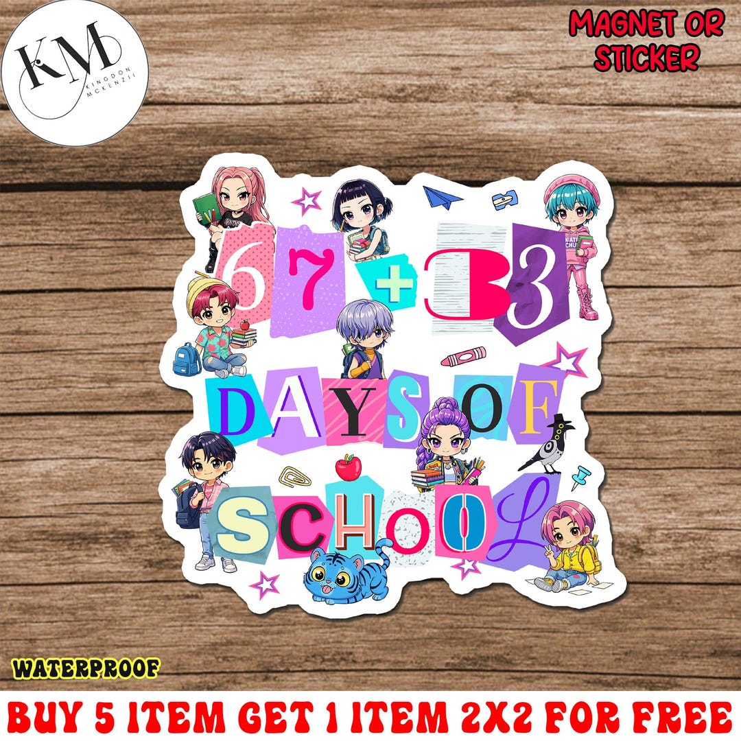 Students Sticker 100 Days of School Sticker, Cute Back to School Countdown, Kawaii ...