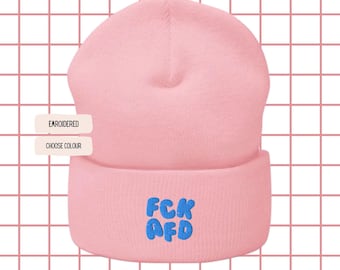 FCK AFD geborduurde muts | Anti-AfD muts | Politieke verklaring | Antifascisme | Unisex wintermuts | Protestcadeau