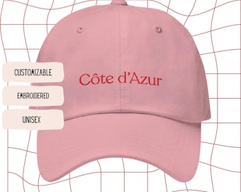 Côte d’Azur Dad Cap – Embroidered Cap – French Summer Baseball Cap – Aesthetic Travel Hat – Vintage Unisex Cap – Holiday Gift Idea