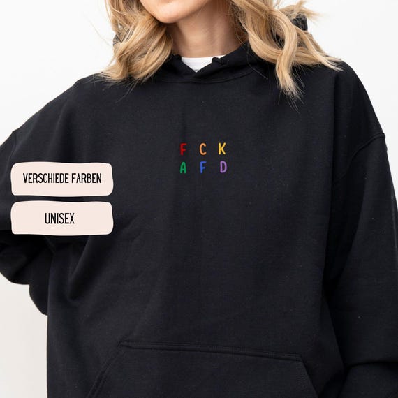 FCK AFD Hoodie – Statement Kapuzenpullover mit Frontdruck | Fck Afd Pullover | Antifa Streetwear | Gegen Rechts Kleidung | Pride Edition