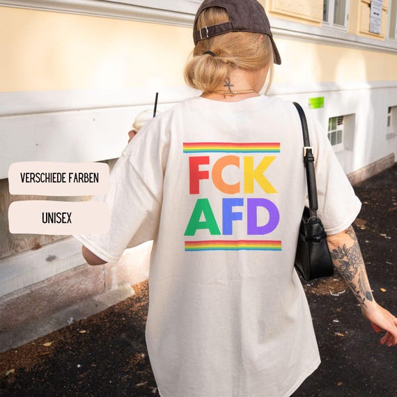 FCK AFD Shirt – Personalisiertes Protest T-Shirt | Doppelseitiger Druck | Regenbogen | Gegen Rechts | Antifa | LGBTQ+ Statement Shirt | 161
