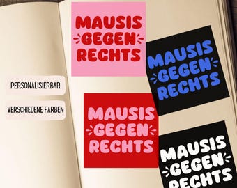 Naklejka Mausis gegen Rechts | Mysz Antyfaszystowska | Naklejki z oświadczeniem | Lewa Streetwear | FCK NZS | Pieprzyć Afd | Antyfaszyzm Prawo przeciwne
