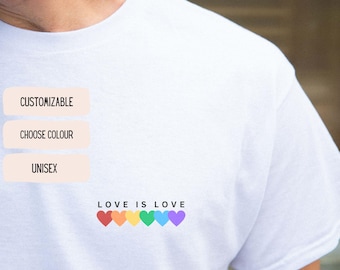 Love Is Love Shirt | LGBTQ Pride T-Shirt with Rainbow Hearts | Statement Tee for Allies & Queers, Gift for Her and Him, Unisex Pride Top