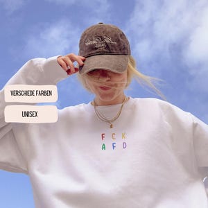 FCK AFD Pullover – Sweter z oświadczeniem przeciwko skrajnej prawicy | Antifa Streetwear | Rainbow Design | Protest Fashion | Unisex | FCK Nzs | 161