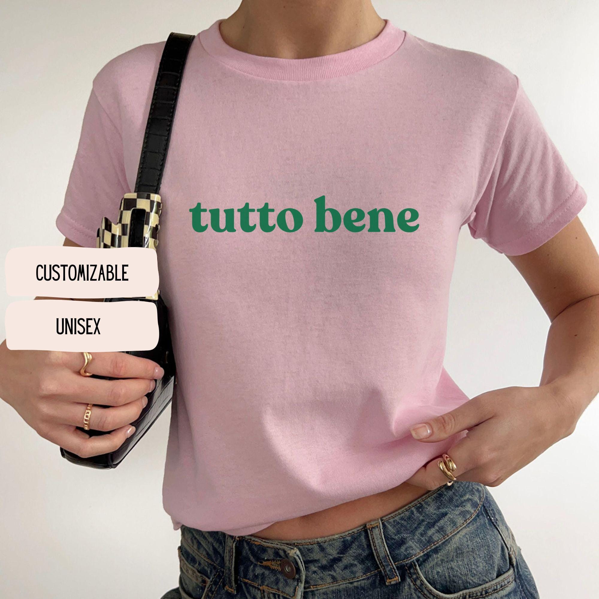 Tutto Bene Baby T-Shirt | Y2K Crop Top | Italian Style T-Shirt, 90s Look, Amore Slogan Shirt, Gift For Her, Gift for Men and Women