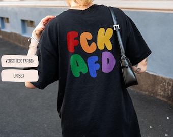FCK AFD Shirt with Front & Back Print | Statement T-Shirt Against the Right | Unisex Streetwear | Antifa Fashion | TikTok Trend