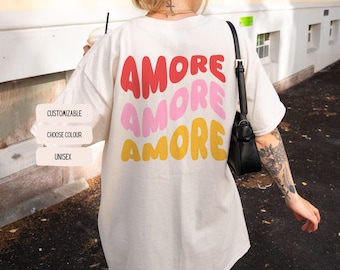 Amore Amore Amore Shirt - Vintage Love Tee - Aesthetic Statement Shirt - Italian Style - Gift for Lovers Couples Romantic Fashion