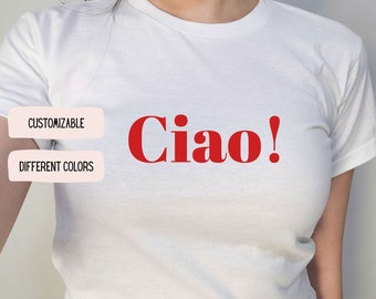 Ciao Shirt 90er Jahre Ciao! Baby TShirt Personalisierbar Statement Frauen Crop Top Y2K Shirt Gift For Her Gift For Him Slogan 2000s TikTok