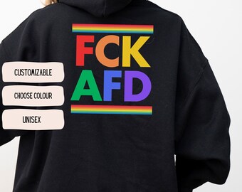 FCK AFD Hoodie | Antifa Hoodie | Fucknazis Statement Sweater | Against the Right Sweater | Unisex Protest Clothing Anti Racism