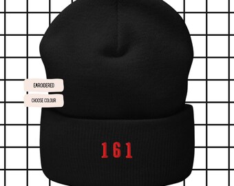 161 Beanie | Embroidered Statement Hat | Anti-Fascist Beanie | Political Winter Hat | Unisex Streetwear Embroidery