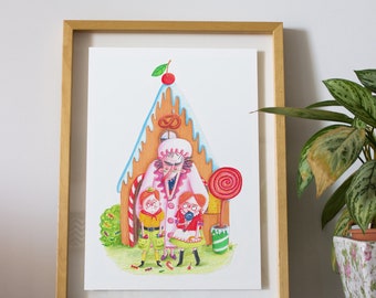 Affiche "Hansel & Gretel", format A4 - reproduction limitée, numérotée et signée