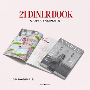 Customizable Canva tamplate, 21 Diner Book, Birthday Book, Canva Template, Aesthetic, for your bestie, girlfriends, sister, friend