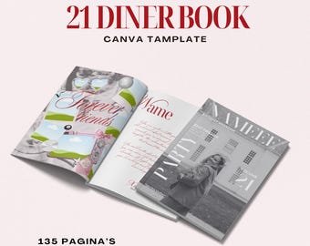 Plantilla de Canva personalizable, libro de 21 restaurantes, libro de cumpleaños, revista de cumpleaños, plantilla de Canva, estética, para tu mejor amiga,
