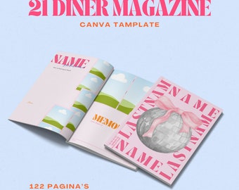 Tamplate Canva personalizable, Libro de 21 cenas, Libro de cumpleaños, Plantilla Canva, Estética, para tu mejor amiga, novias, hermana, novia