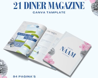 Tamplate Canva personalizable, Libro de 21 cenas, Libro de cumpleaños, Plantilla Canva, Estética, para tu mejor amiga, novias, hermana, novia
