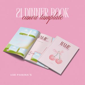 Customizable Canva tamplate, 21 Dinner Book, Birthday Book, Canva Template, Aesthetic, for your bestie, girlfriends, sister, friend