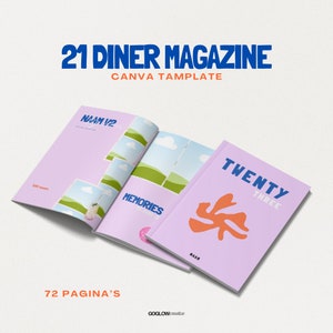 Aanpasbaare Canva tamplate, 21 Diner Boek, Verjaardagboek, Canva-sjabloon, Aesthetic, voor je bestie, vriendinnen, zus, vriendin afbeelding 1