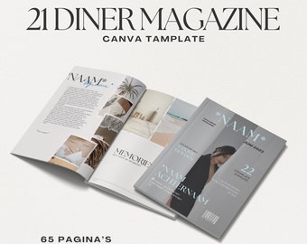 Aanpasbaare Canva tamplate, 21 Diner Magazine, Verjaardagstijdschrift, Canva-sjabloon, Aesthetic, voor je bestie, vriendinnen, zus, vriendin