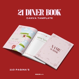 Customizable Canva tamplate, 21 Dinner Book, Birthday Book, Canva Template, Christmas, for your bestie, girlfriends, sister, friend
