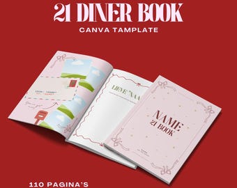 Tamplate Canva personalizable, Libro de 21 cenas, Libro de cumpleaños, Plantilla Canva, Navidad, para tu mejor amiga, novias, hermana, novia