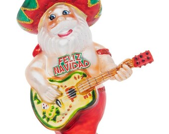Adorno navideño acrílico de Papá Noel, divertido adorno de árbol con guitarra de Papá Noel, regalo para amantes de la fiesta, recuerdo de la fiesta 2026