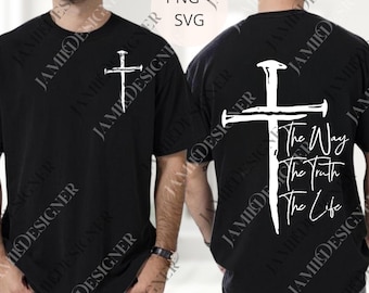 El Camino, la Verdad, la Vida (PNG), Cruz audaz (SVG) con Escritura inspiradora, Regalo cristiano (PNG), Descarga digital