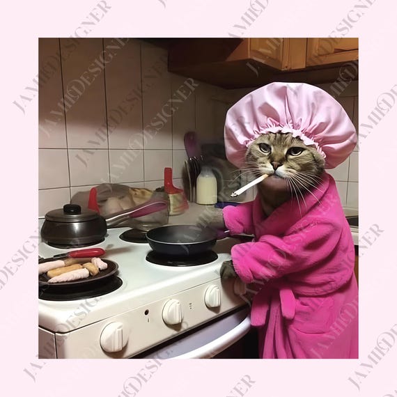 Funny Housewife Cat png, Vintage Cat digital, Gen Z Joke png, Stupid Brainrot Gift, Cat Lover Gift, Funny Kitty png, Cool Cat png